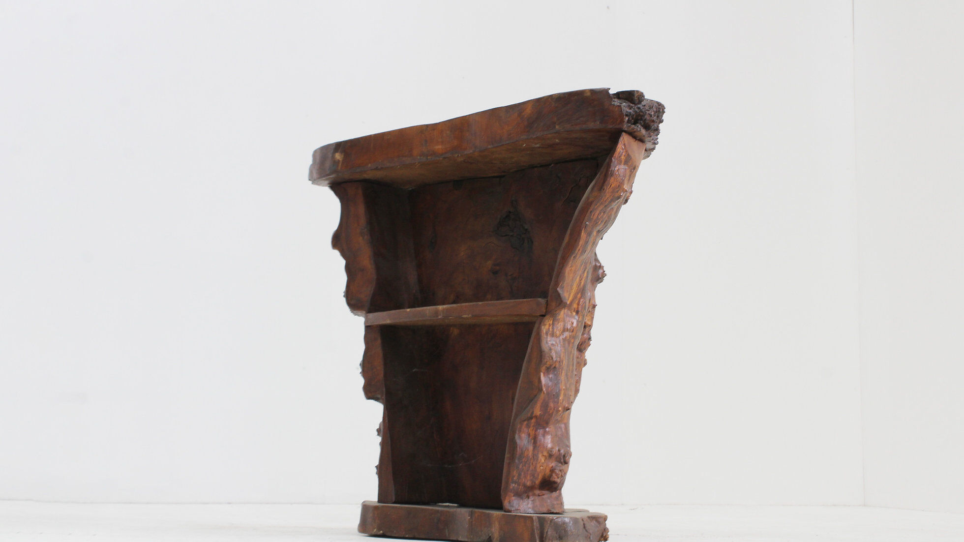 Brutalist tree trunk console bar 1970s