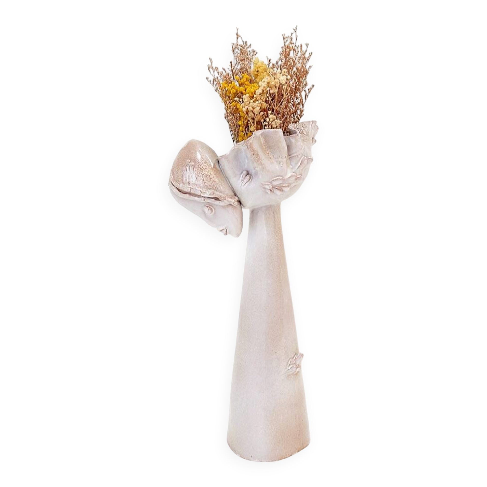 Ceramic sculpture of a female face - flower vase decoration