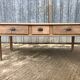 Antique solid cherry farm table with 3 front drawers.