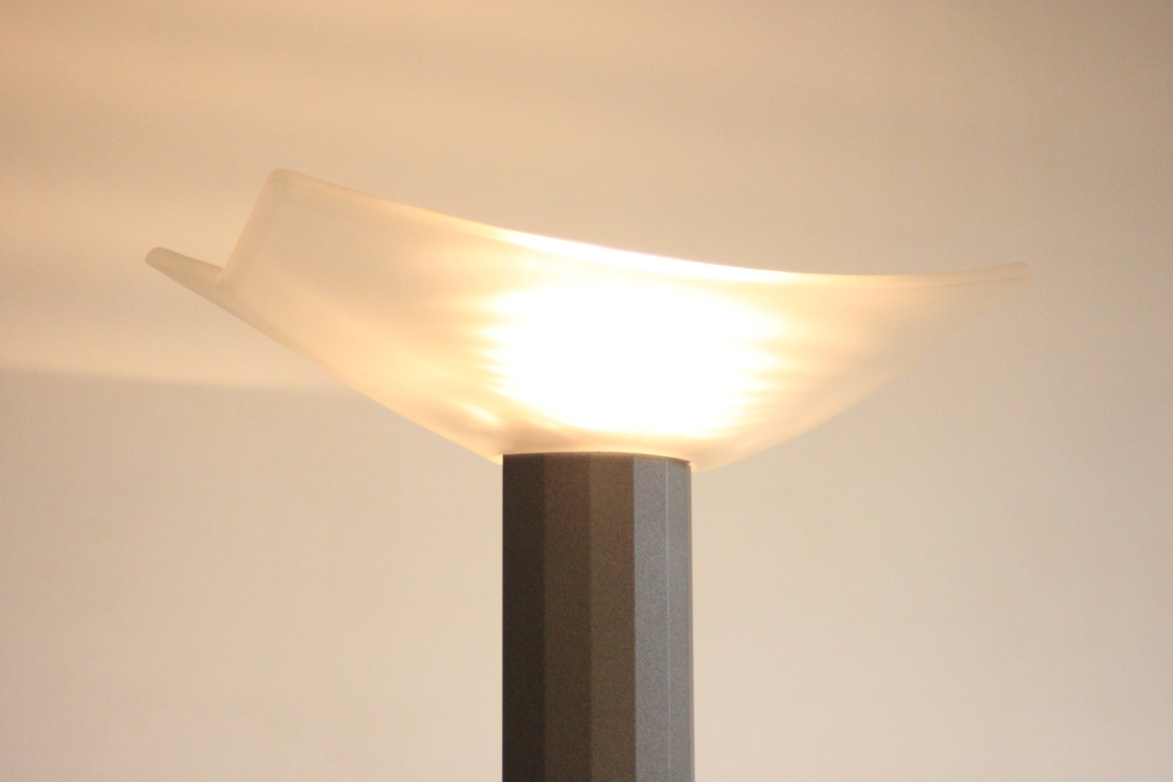 Valenti Luce uplighter with glass shade, Italy 1980s-1990s