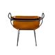 Contemporary bar stool with a smoked black steel backrest and natural tobacco leather.