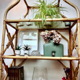 Rattan and glass shelf