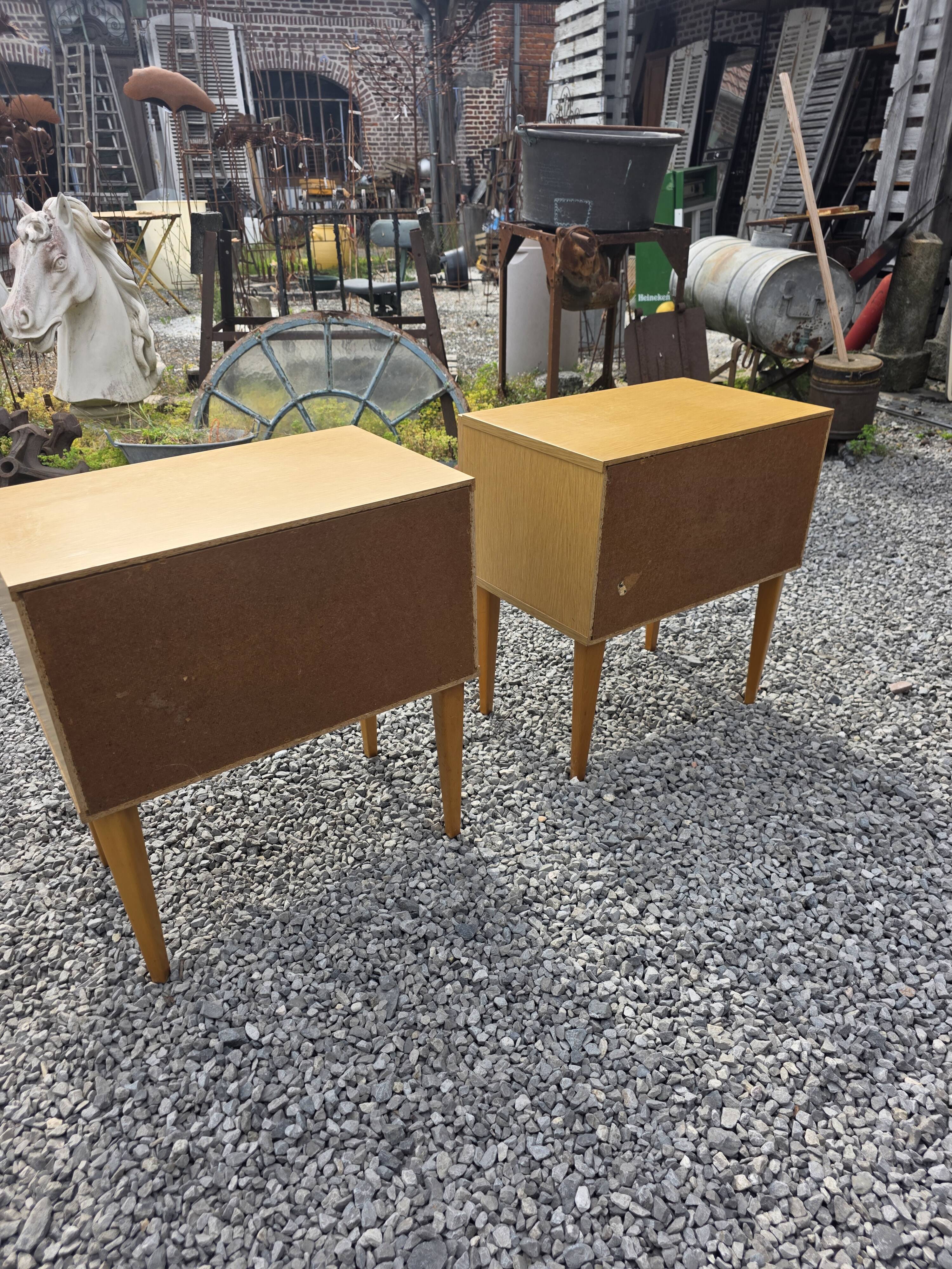 Pair of Scandinavian oak bedside tables from the 1960s.