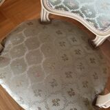 4 cabriolet chairs in Louis XV style – patinated painted wood – floral fabric