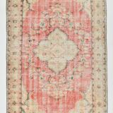 Red & cream oriental turkish vintage rug