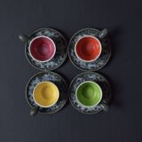 Set of 4 Vallauris Écule de Mer cups and 4 saucers - 1960.