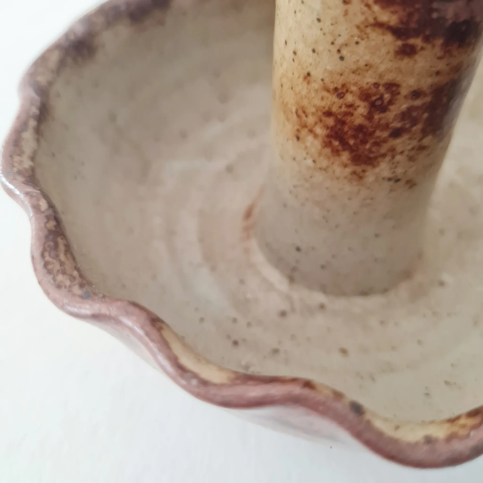 Pair of antique candlesticks / candle holders in stoneware – 1960s/70s