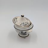 White sugar bowl with horse motif, with 2 small handles