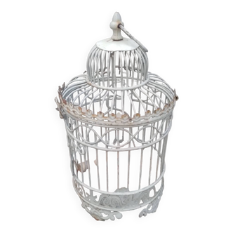 Cage à oiseau métal gris vintage