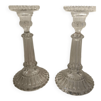 Pair of vintage glass candlesticks
