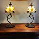 Paire de lampes vintage métal et verre