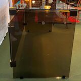 Smoked glass and metal desk, 1970s.
