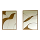 Diptych relief panels in cream and camel brown.
