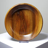 Teak or acacia wooden bowl, vintage craftsmanship from the 70s to 2000s.