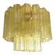 Handcrafted Contemporary Flush Mount in Gold with Amber Murano Glass