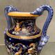 Vase on pedestal with handles in earthenware Gien Italian Renaissance decoration