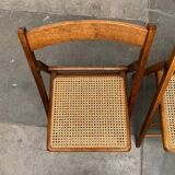 Mid-century wooden folding chair set with Viennese wicker seats, 1960s.
