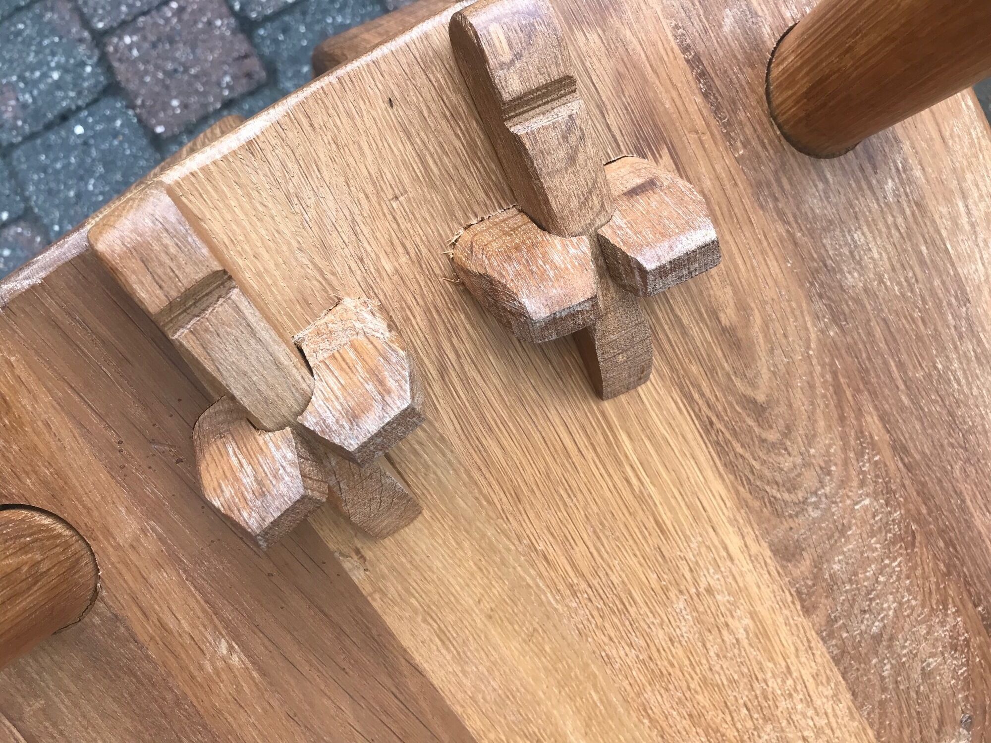 rare set of 6 brutalist chairs in solid oak house De PUYDT 1960 Belgium