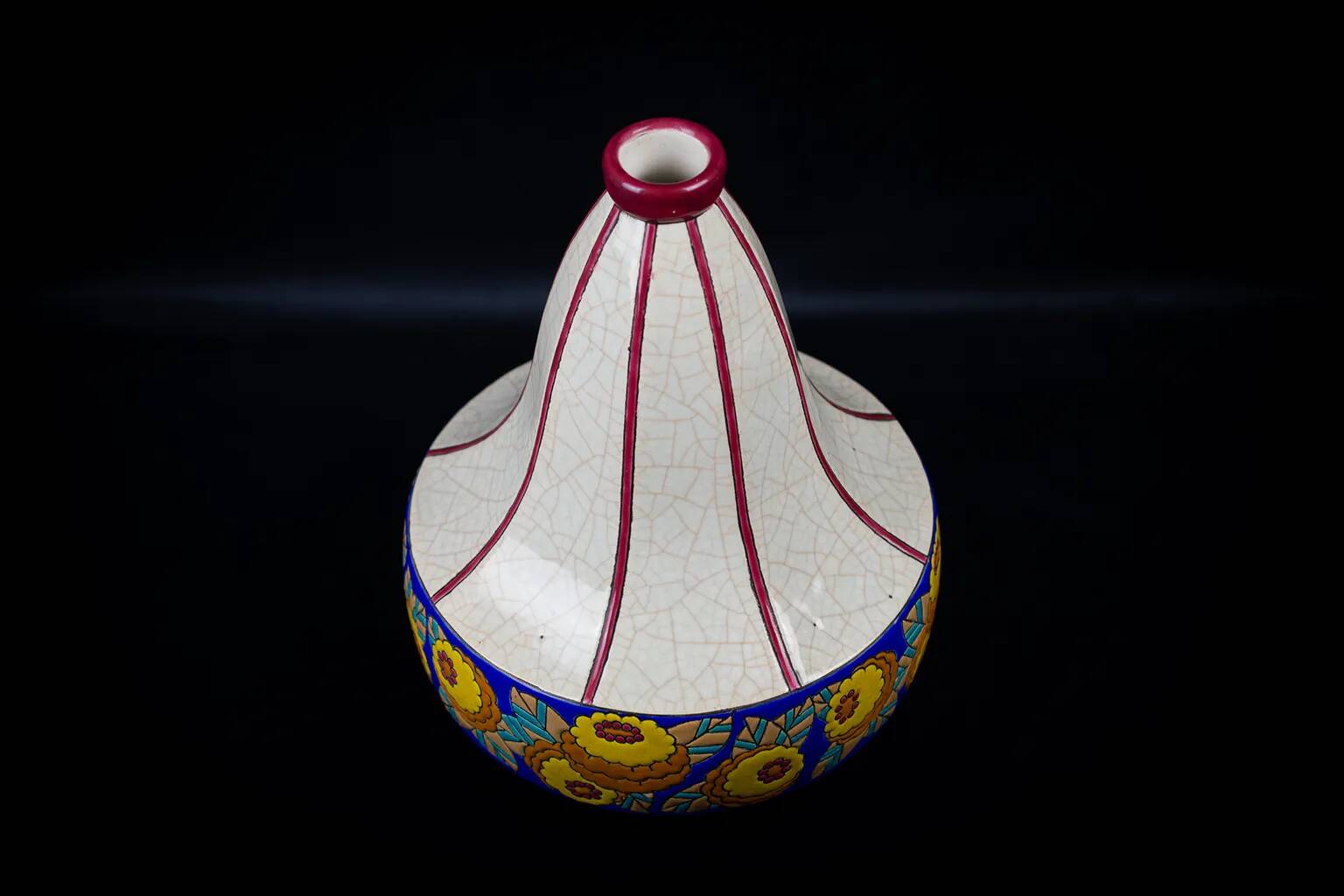 Art Deco Longwy spinning top vase in cloisonné enamel - 1930s