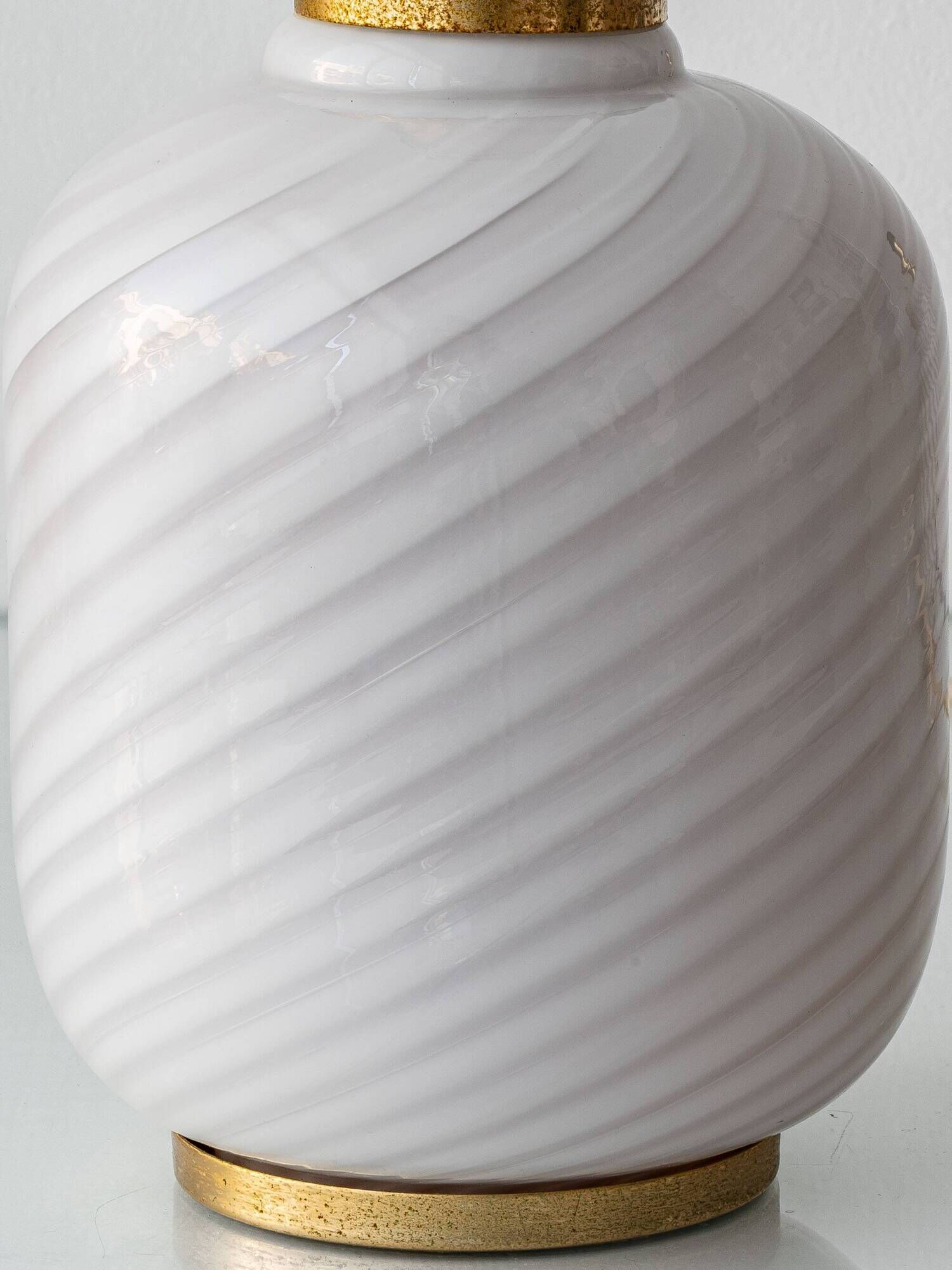 Murano Glass Table Lamps from the 1970s, White Opaline and Brass