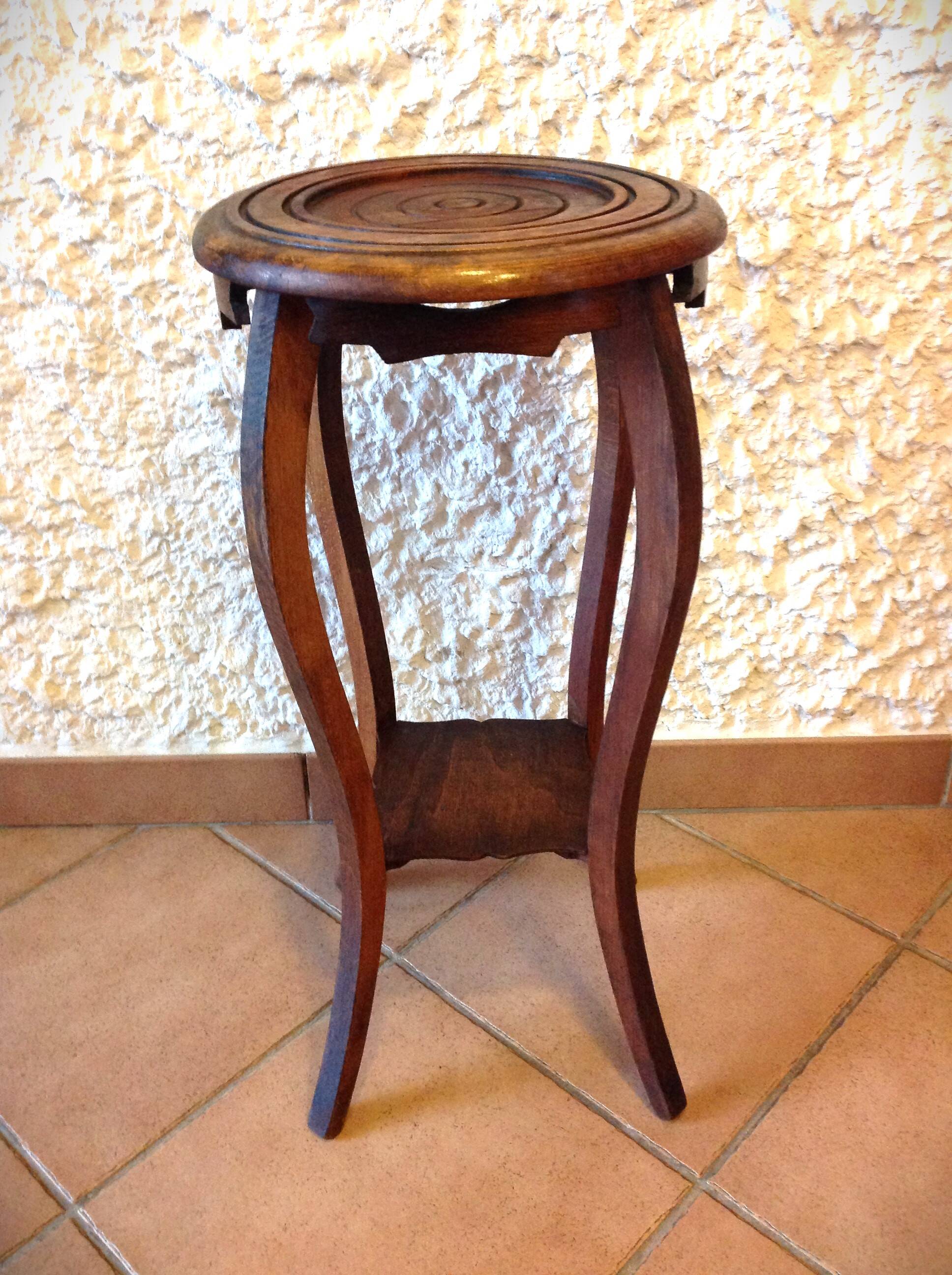 Round wooden plant holder / 40s-50s