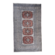 Vintage hand knotted rug with geometric patterns on a grey/beige/terracotta background 170 x 96 cm