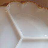 Dish with 3 compartments in opaline and vintage gilding