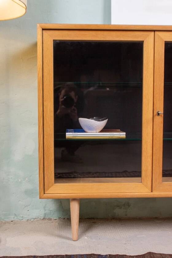 Vintage display cabinet, chest of drawers, sideboard, oak, Danish Mid Century