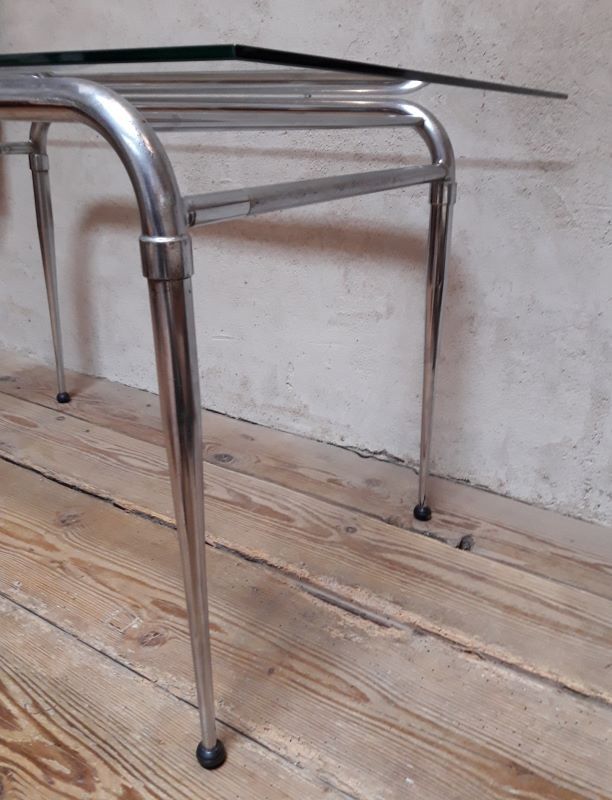 Desk table 120x76cm chrome metal and glass