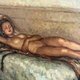 Fernand Majorel ( 1898-1965) Young asleep - oil on canvas orientalist