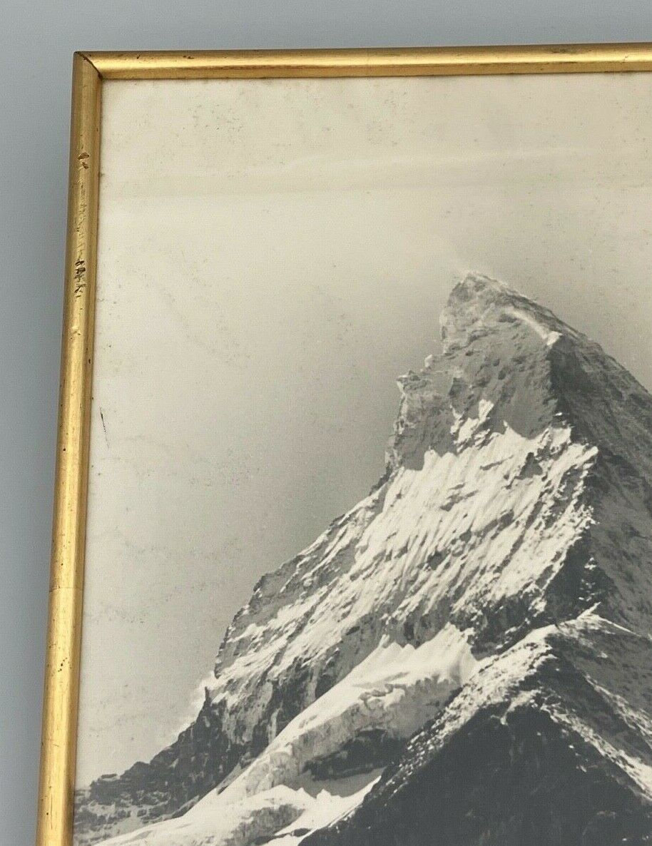 Old photo in black and white artistic mountain in golden frame