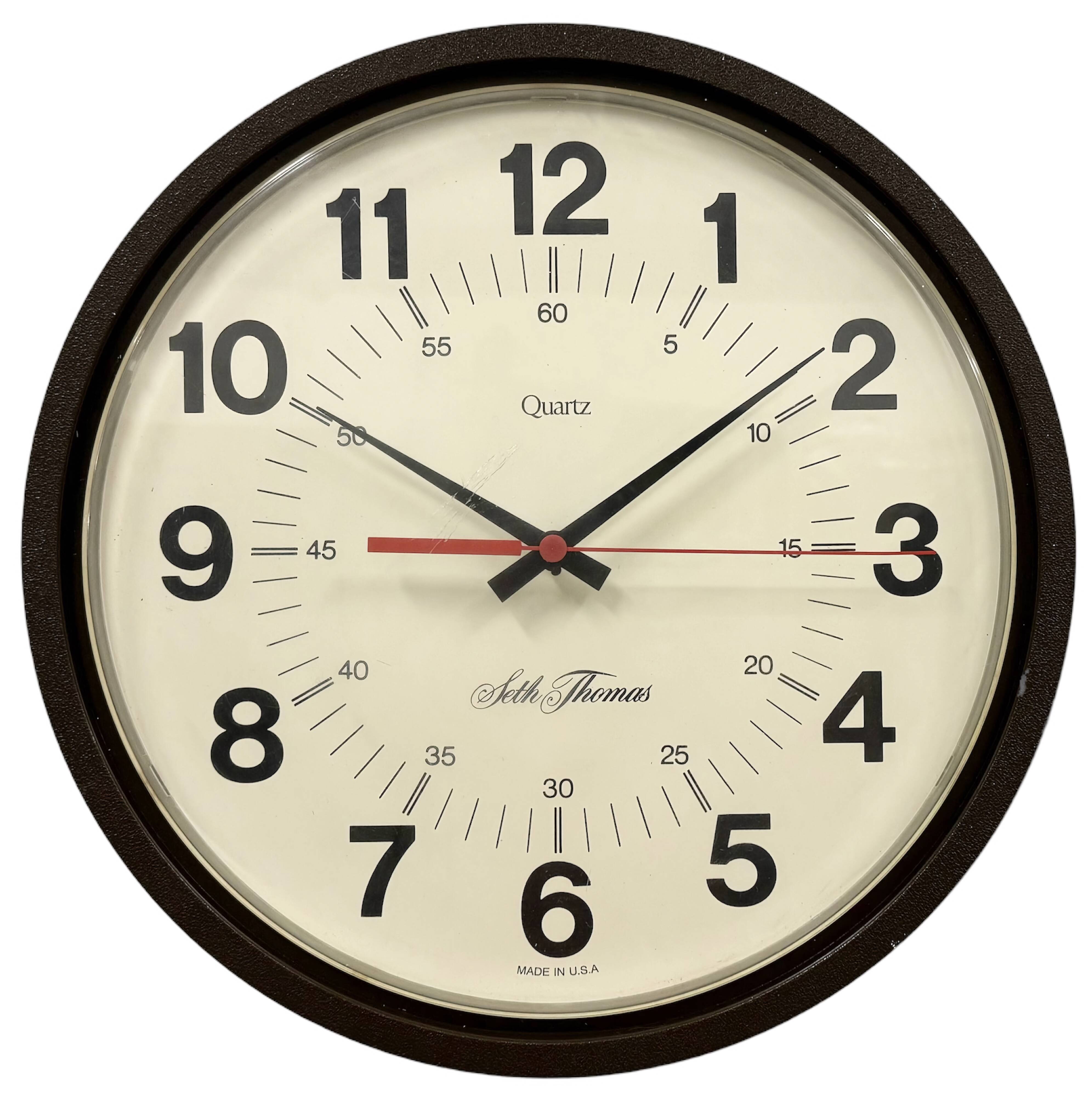 Vintage Brown Bakelite Wall Clock from Seth Thomas, 1980s