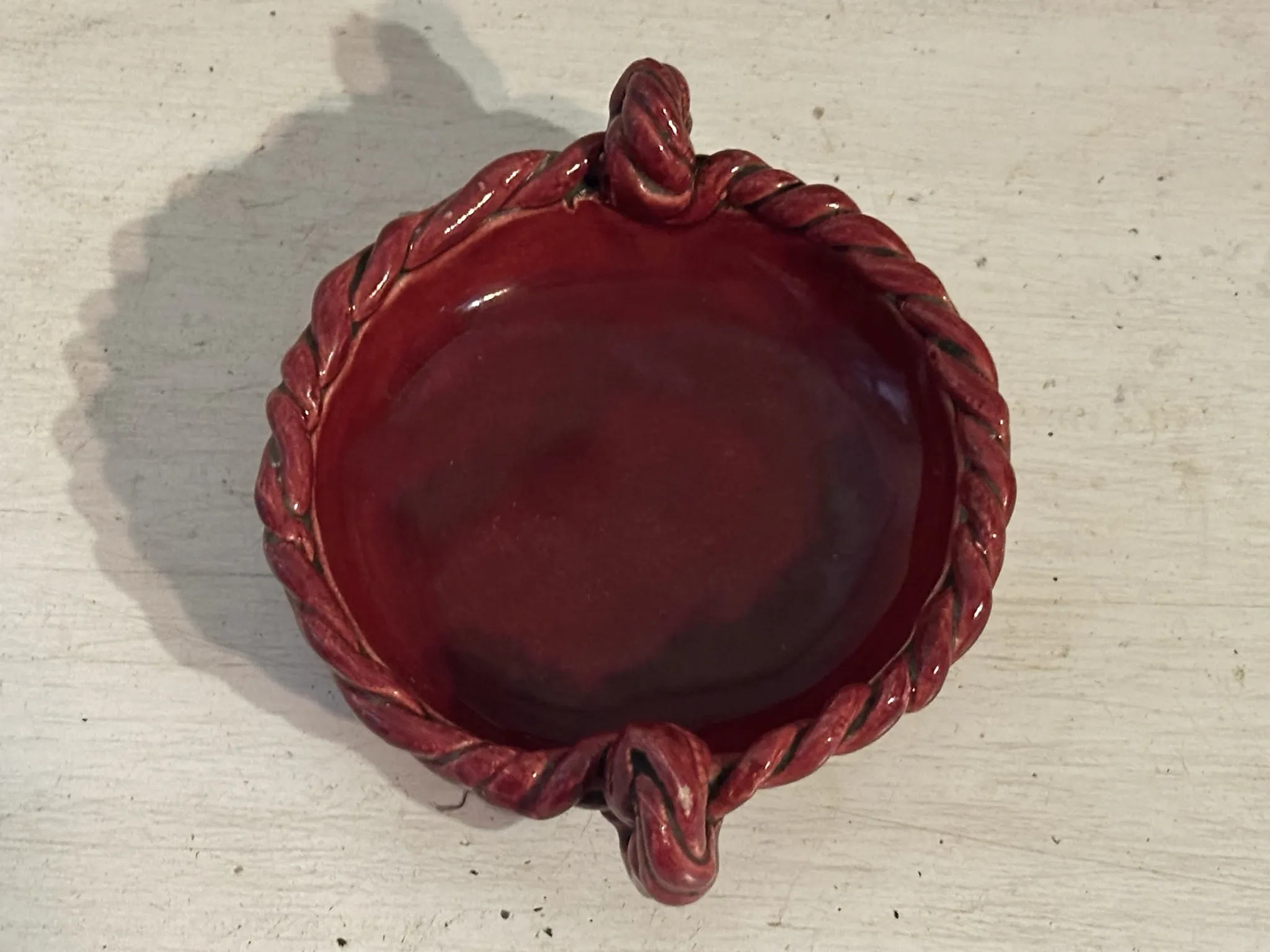 Small red ceramic catchall signed Bily – 1950s