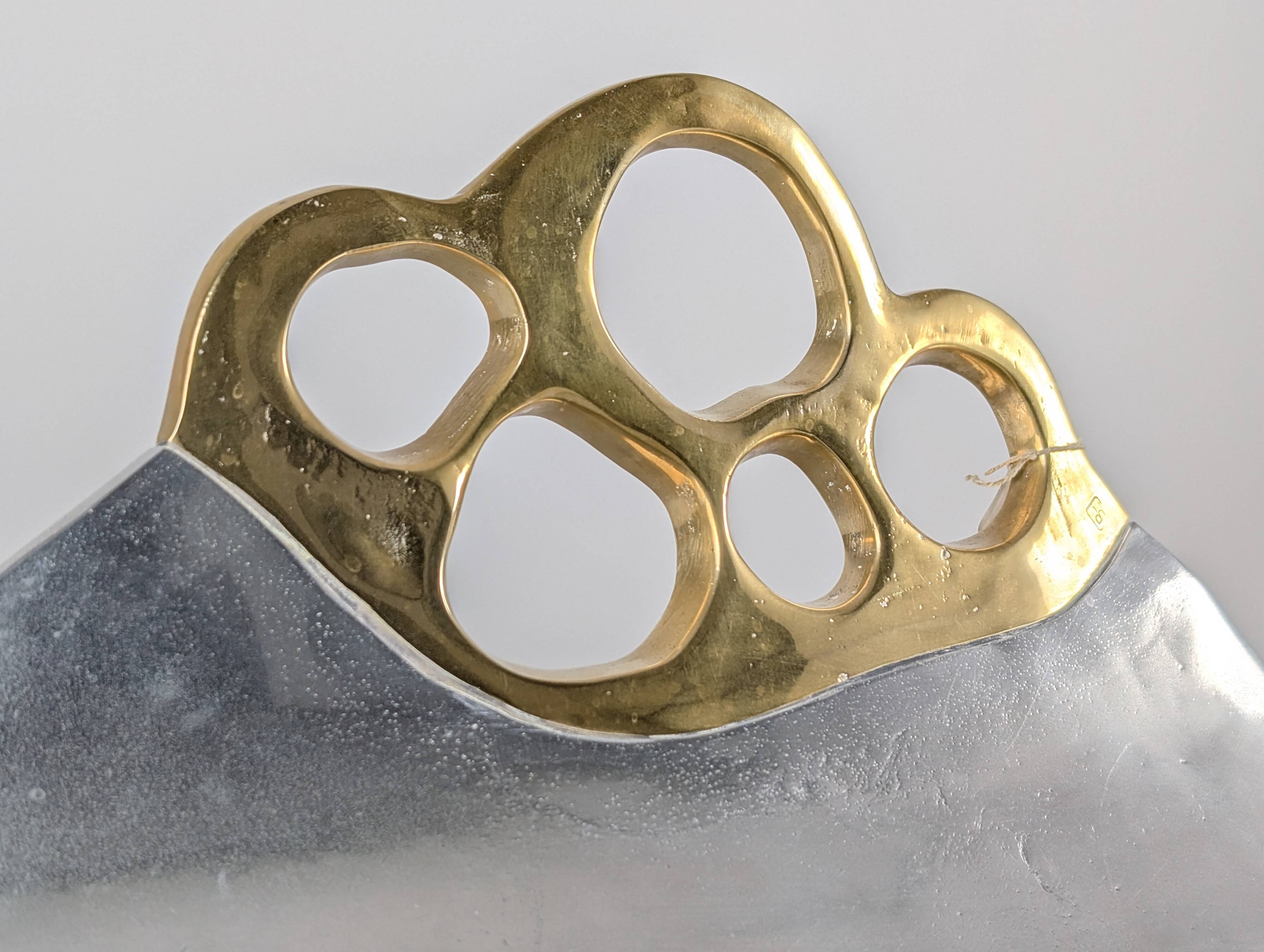 Aluminium and brass log holder by David Marshall, Spain, 1980s