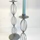 Geometric METAL CANDLE HOLDERS Patinated Gray