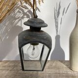 Antique lantern suspension in brass and glass