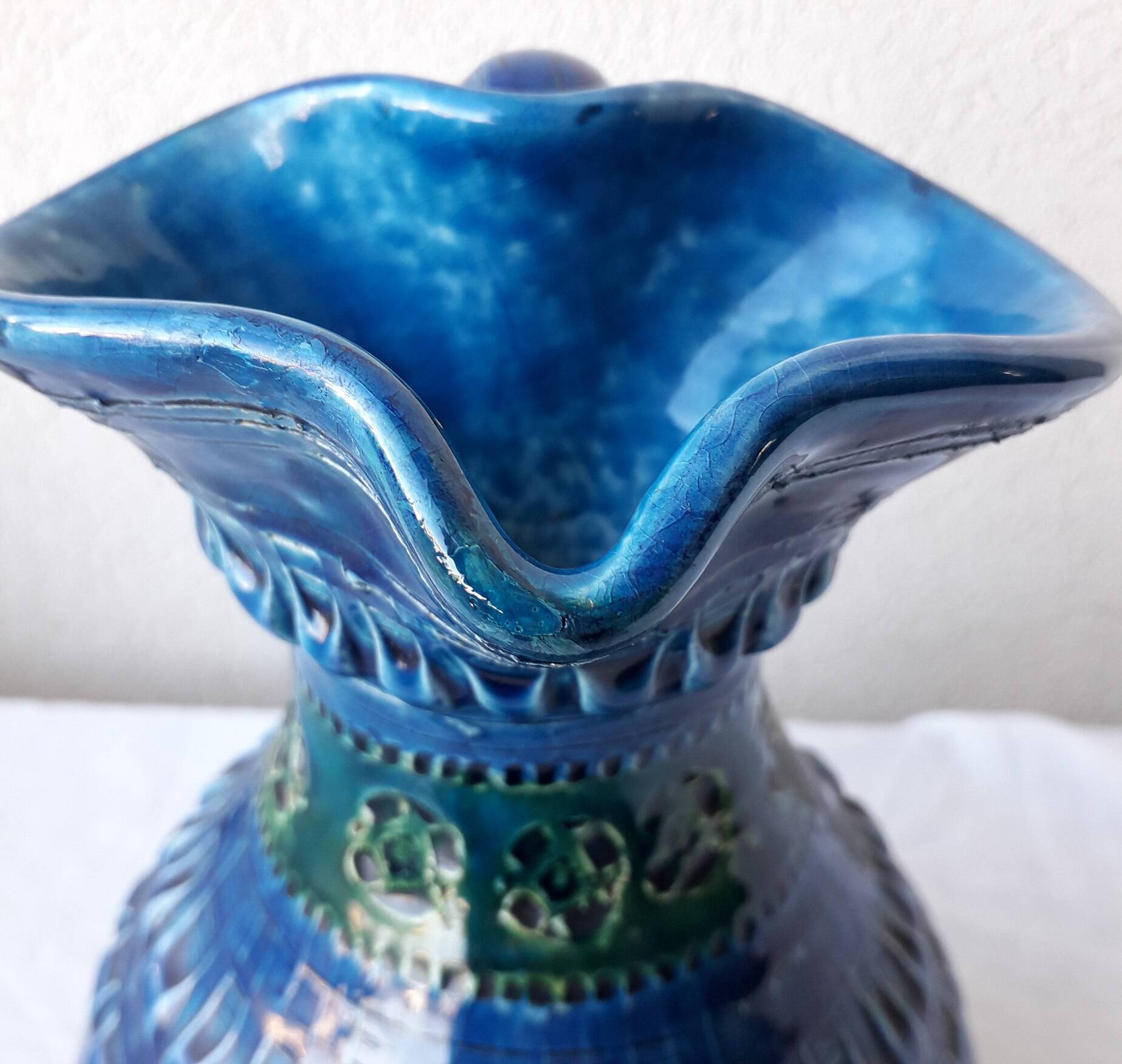 Aldo Londi blue ceramic pitcher