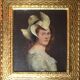 19th Mid-Century Modern Portrait Painting of Young Lady in Hat