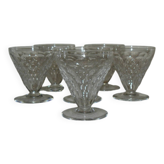 Baccarat ecailles 6 verres a vin cristal art deco - 8,8 cm