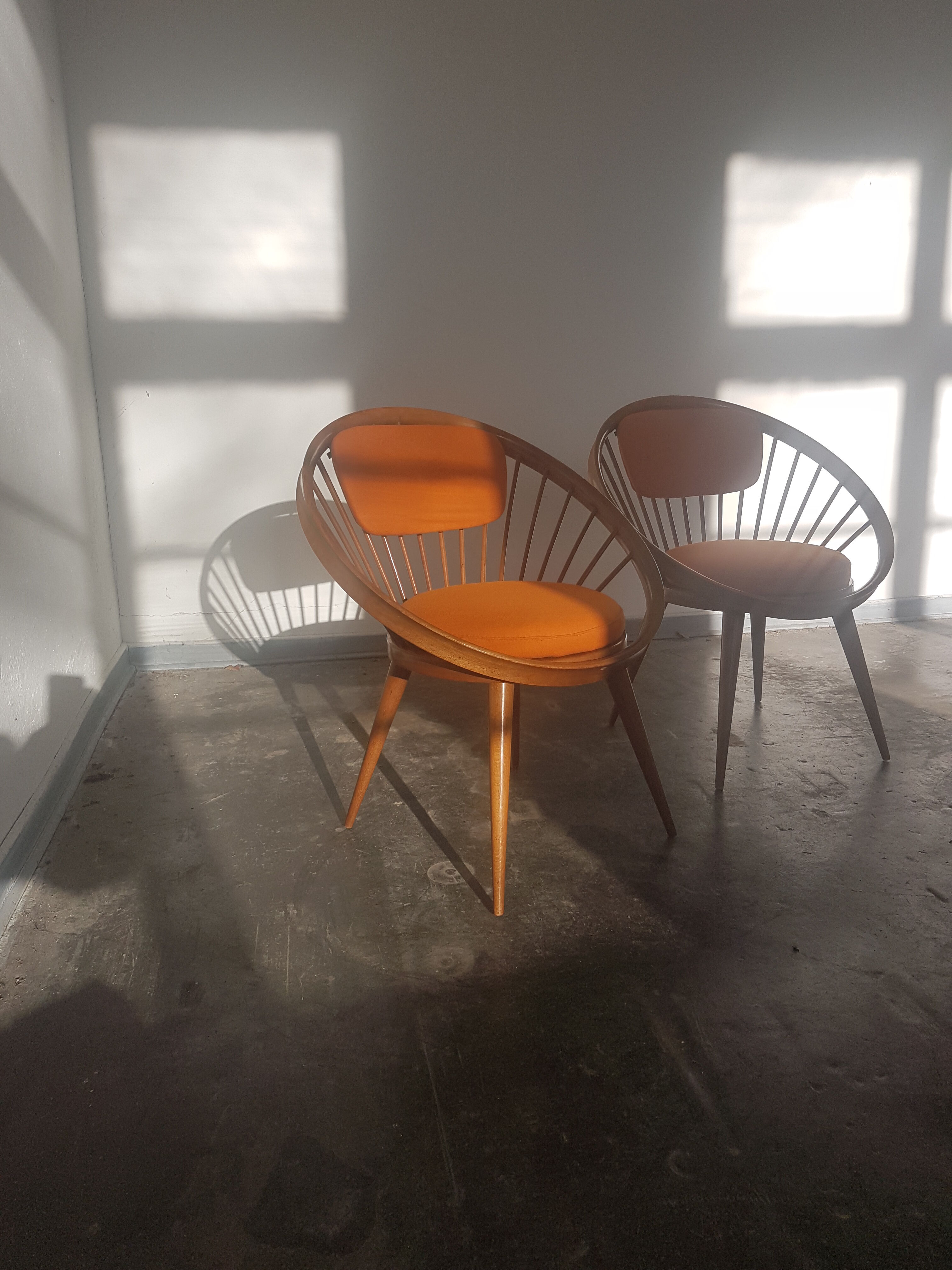A pair of vintage circle chairs by Yngve Ekstrom