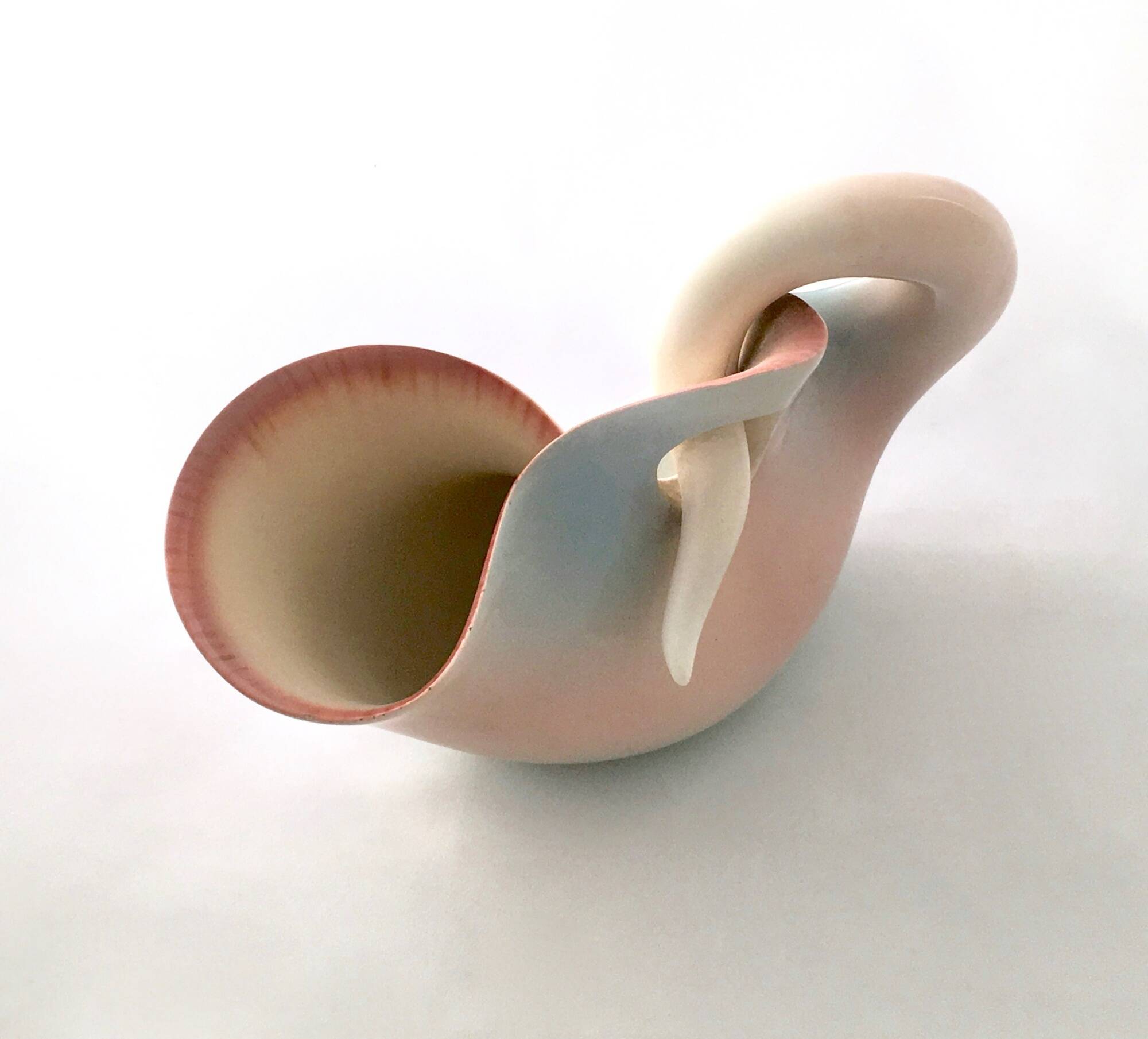 Centre de table en terre cuite laquée rose clair par Vibi, Italie, années 1960