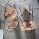 vintage RATTAN metal nightstand