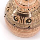 Ceramic lamp by Georges Pelletier, raffia lampshade