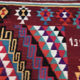 Double-sided Berber kilim rug hand-woven in natural wool