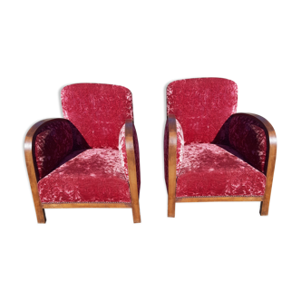 Pair of club art deco armchairs