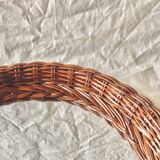 Vintage round woven rattan wall mirror