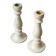 Pair of white wooden candlesticks