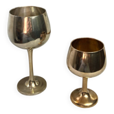 Green stemmed, brass chalices