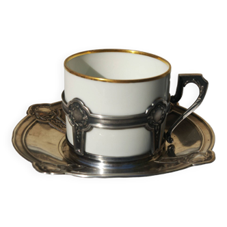 Porcelain cup with silver metal frame Gallia