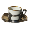 Tasse Porcelaine monture métal argenté Gallia